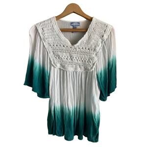 Studio West Crocheted Flouncy Boho Tie‎ Dye Ombré Swing Top Sz M